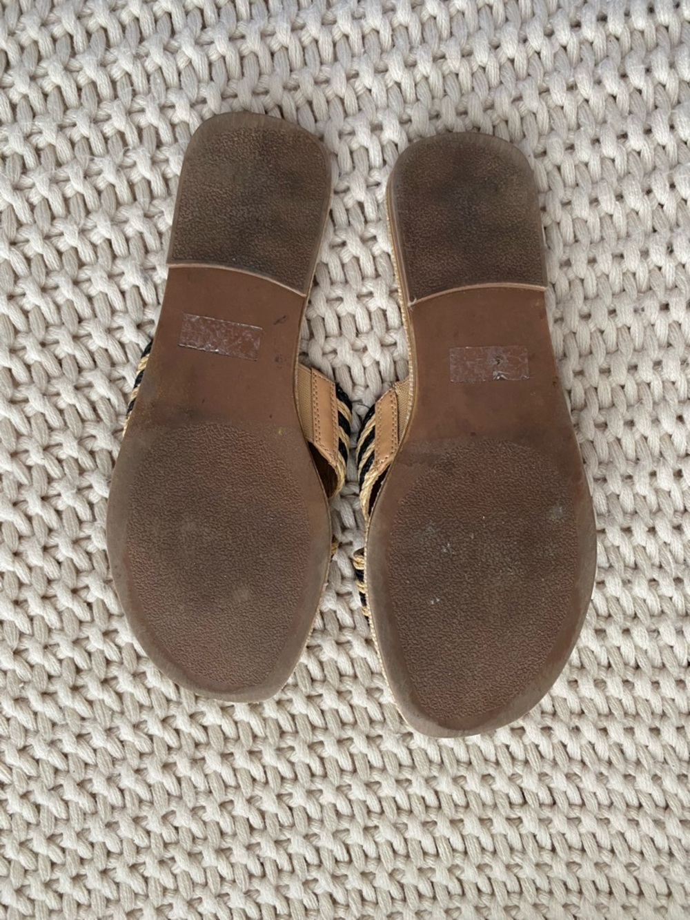 Natural Straw Slide Sandals with Black Trim - Picture 2 of 2